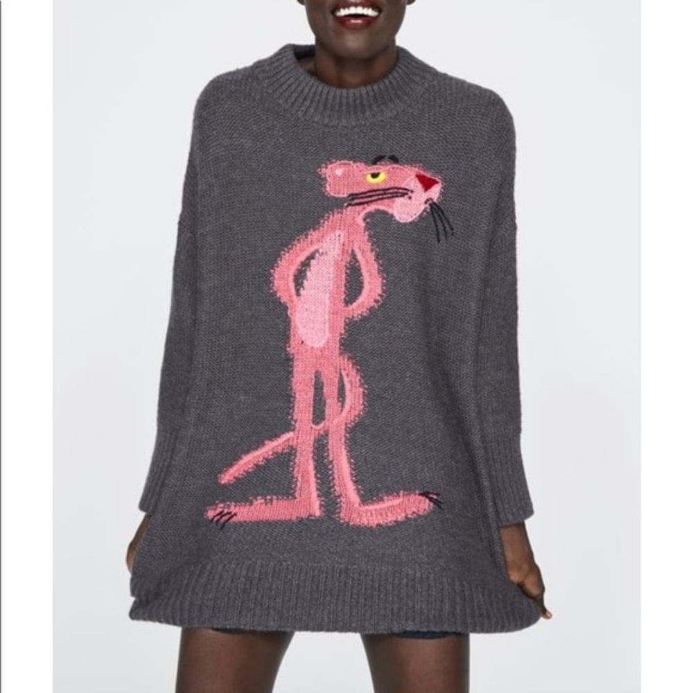 Zara knit oversized Pink panther sweater